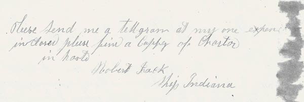 Letter from Captain Robert Jack. Ship Indiana. San Francisco, October 29, 1880.