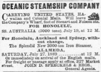 Oceanic Steamship Line 1889.
