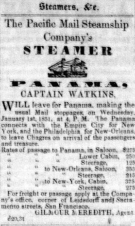 Captain Watkins, SS Panama, December 27, 1850.