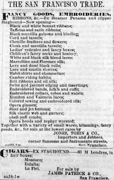 Goods by the Staghound, August 24, 1854.