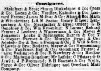Consignees, SS Constitution February 5, 1865.