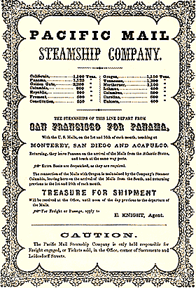 Pacific Mail Steamship Company San Francisco for Panama.