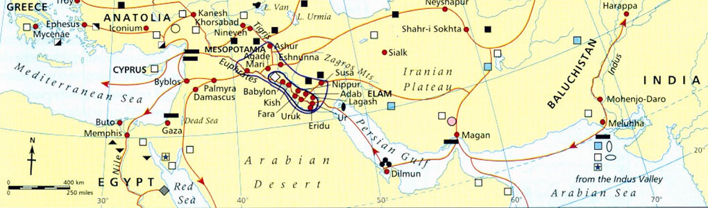 Ancient Mesopotamia Trade Route.