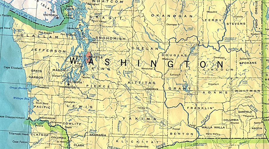 Washington State Map.