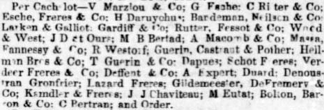 Consignees per Cachalot, 25 February 1853, DAC.