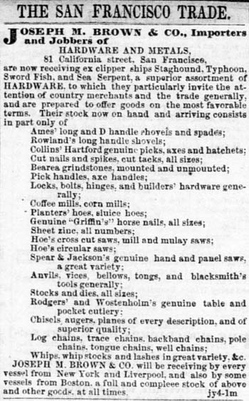 Goods by Clipper Ship Staghound, San Francisco, July 28, 1853.