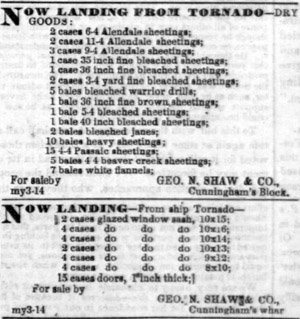 Merchandise by the Ship Tornado May 10 1853 Daily Alta California Ad.