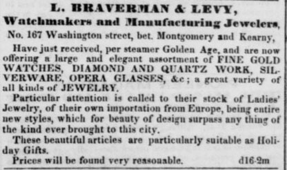Braverman and Levy Watchmakers.