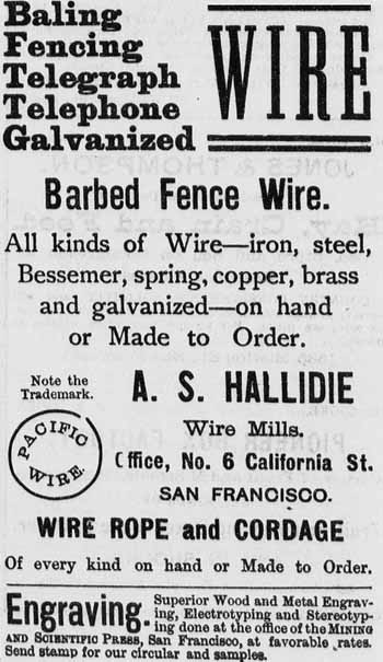 A. S. Hallidie Ad, Pacific Rural Press, October 4, 1879.