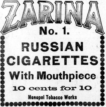 Ad for Russian Cigarettes, December 26, 1899.