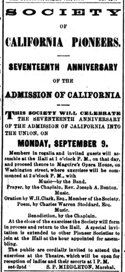 The Society of California Pioneers Anniversary.
