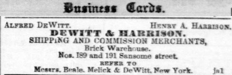 Dewitt and Harrison Shipping Merchants 1853.