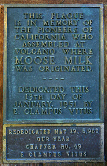 E Clampus Vitus Plaque in Volcano, California.