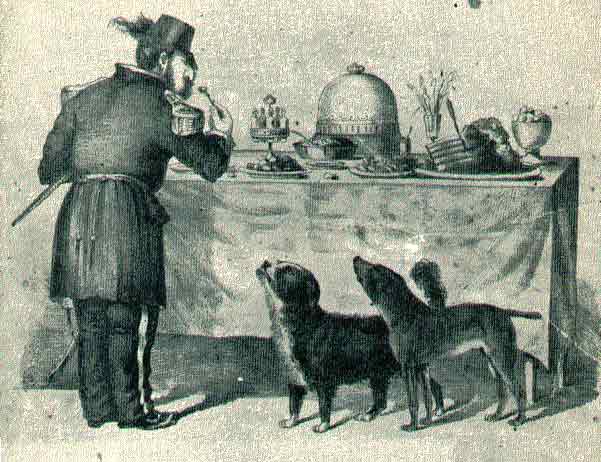 Emperor Norton dining with Bummer and Lazarus.
