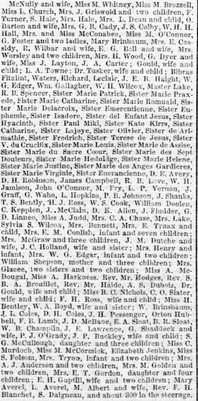 Passengers by the America July 10, 1863