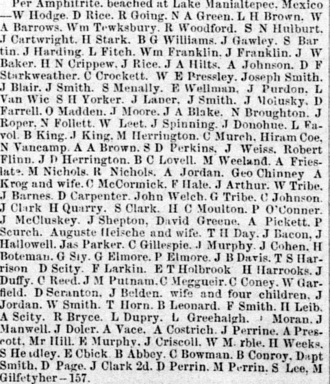 Passengers per Amphitrite, May 25, 1852