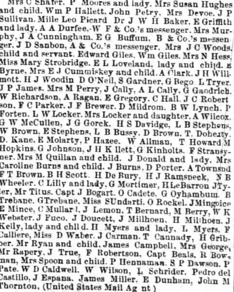 Passengers on the Winfield Scott, September 21, 1853.