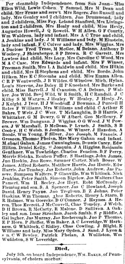 SS Independence in San Francisco July 13 1852.