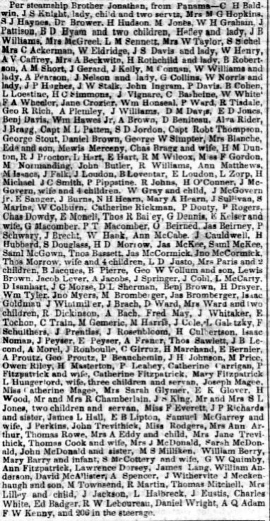 Arrival of the Brother Jonathan from New York via Panama October 6, 1852.