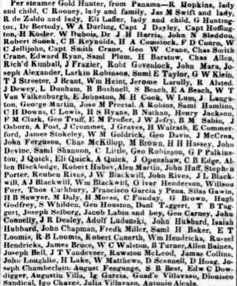 SS Gold Hunter from Panama, June 12, 1851 from DAC June 13, 1851.