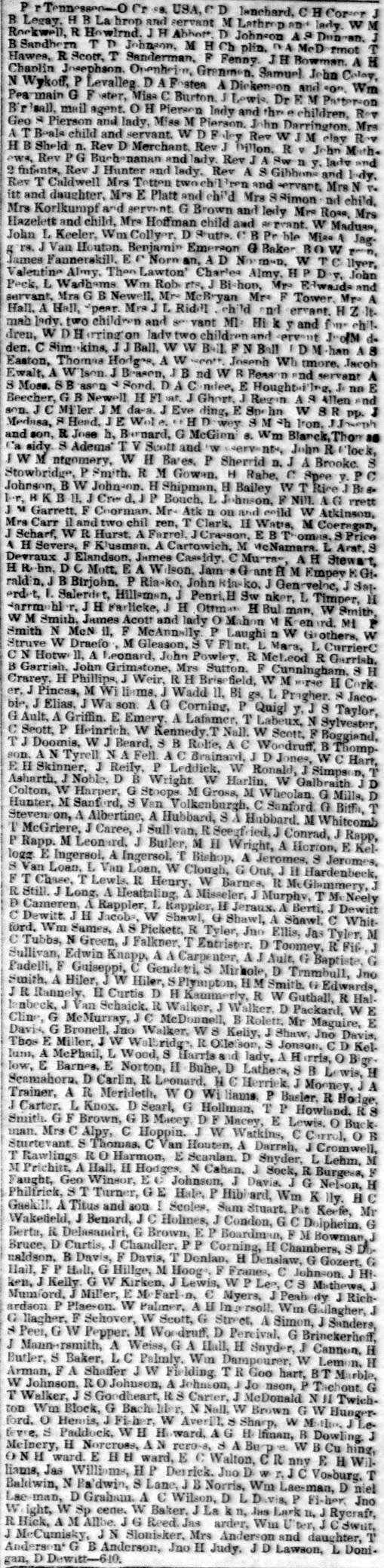 Passengers by teh SS Tennessee, May 10, 1852.