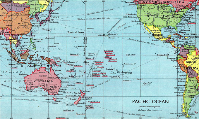 Pacific Ocean Map.