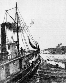 Whitehall boat capsized in San Francisco Bay.