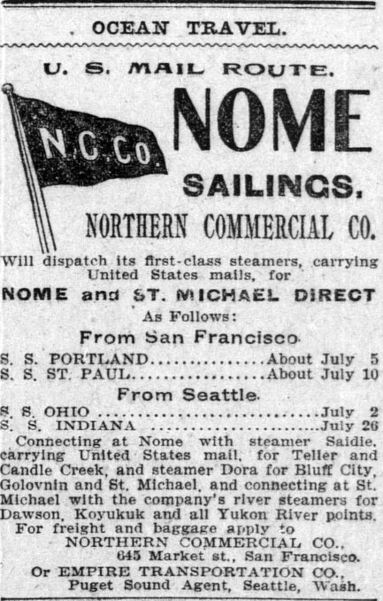 San Francisco Call June 30, 1902 NOME Sailings.