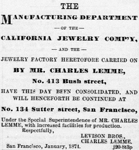 Charles Lemme, California Jewelry Company.