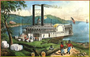 Mark Twain on the Mississippi. Currier and Ives print.